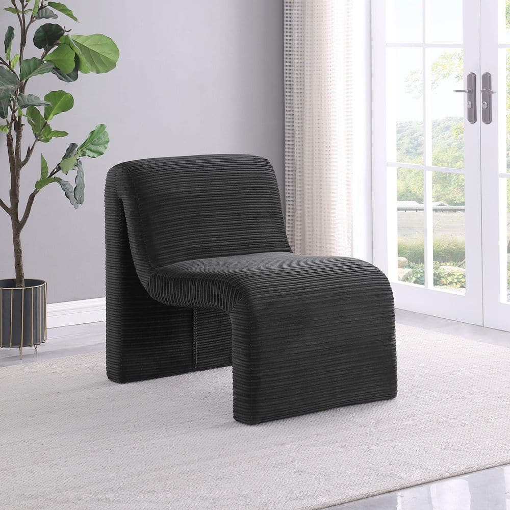 Drayton Black Upholstered Armless Accent Chair