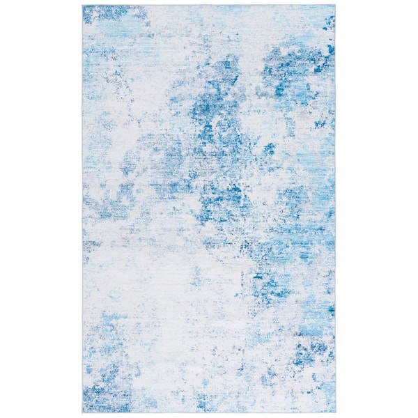 SAFAVIEH Malibu Beige/Turquoise 3 ft. x 5 ft. Machine Washable Patchy Distressed Area Rug