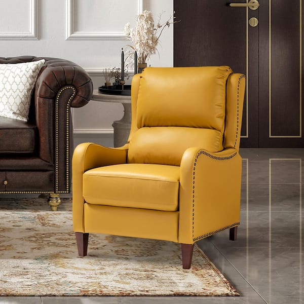 JAYDEN CREATION Hyde Modern Retro Yellow Genuine Leather Wingback