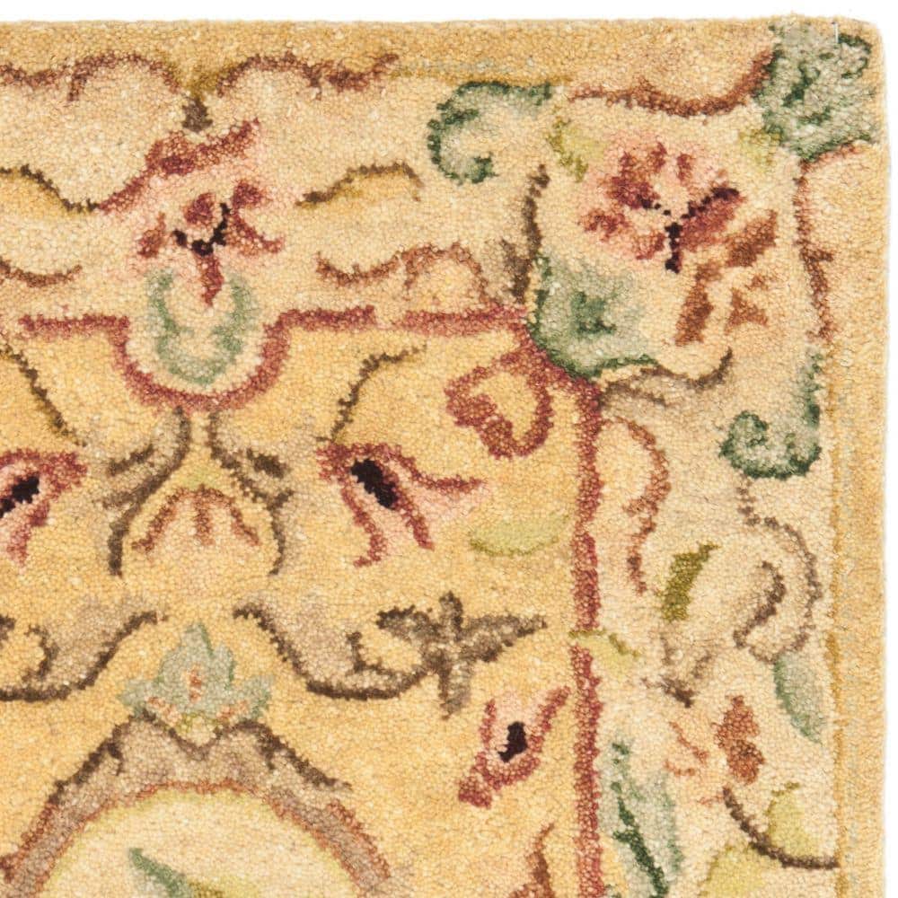 Handmade Light Gold and Beige Wool Area Rug 3' x 5'