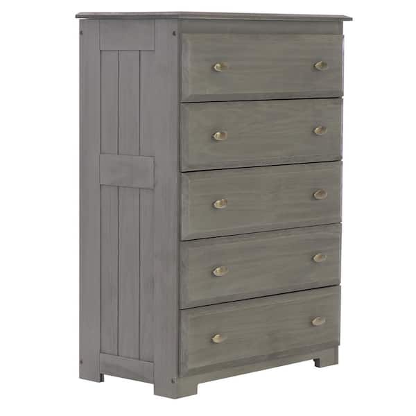 OS Home and Office Furniture 5-Drawer Charcoal Gray Mission Chest of Drawers 30 in. W x 43 in. H