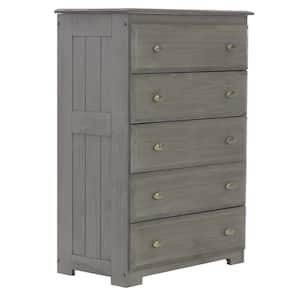 5-Drawer Charcoal Gray Chest of Drawers