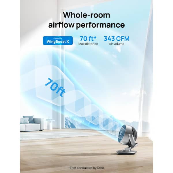 9 in. Smart Desk Fan for Circulation, 120° Vertical, 90° Oscillating Fan w/ Remote/ Voice,7 in. Blades,12H Timer, Silver