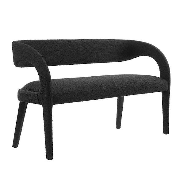 MODWAY Pinnacle in Black 55 in. Boucle Fabric Accent Bedroom Bench