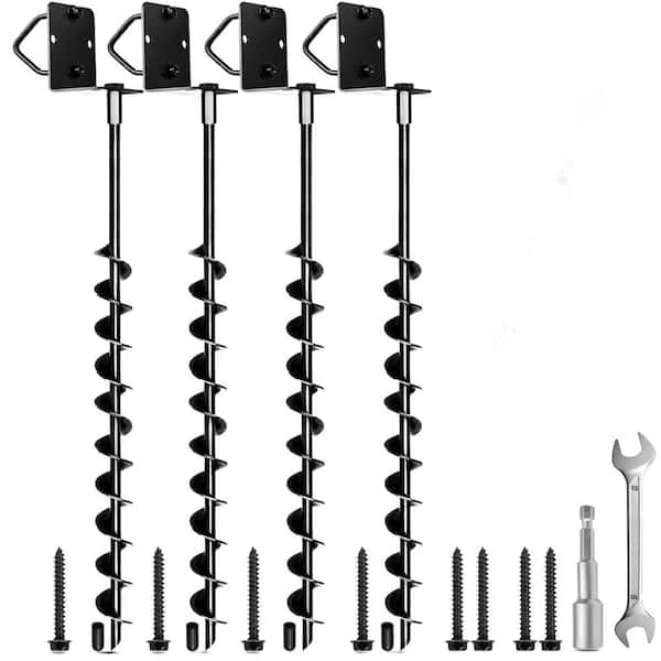 4 Pack 24 in. Full Spiral Blade Ground Earth Anchors High Wind Heavy Duty for Camping Tents, Swing Sets