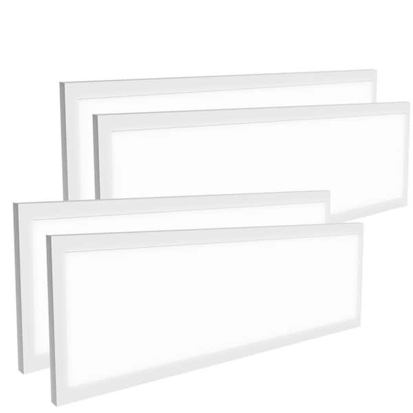 4-PACK 1 ft. x 4 ft. White Integrated LED Flat Panel Troffer Light Fixture 4400 Lumens, 3500/4000/5000K Dimmable