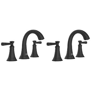 Rumson 8 in. Widespread Double-Handle Bathroom Faucet in Matte Black (2-Pack)