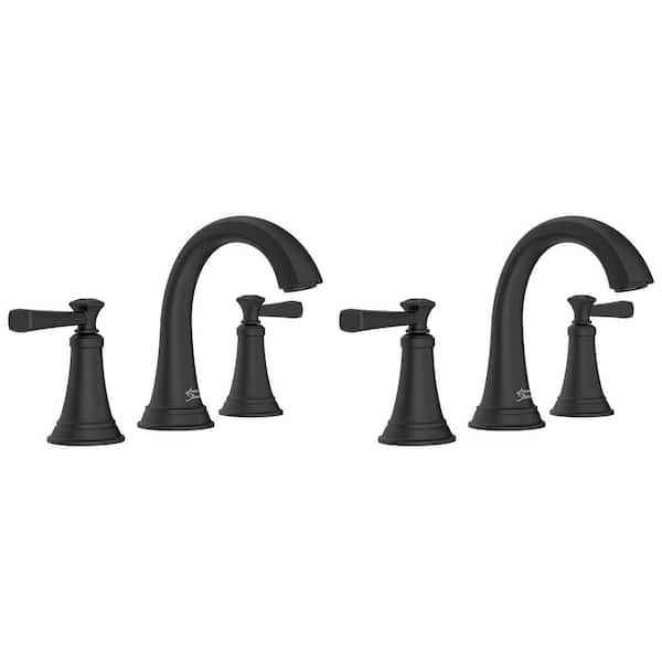 Rumson 8 in. Widespread Double-Handle Bathroom Faucet in Matte Black (2-Pack)