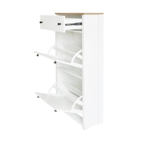 Unbranded 23.6 in. W x 9.4 in. D x 47.2 in. H in White Wood Ready to Assemble Kitchen Cabinet with 2-Flip Drawers