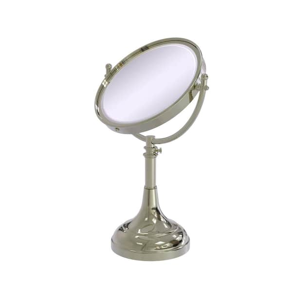 Allied Brass Height Adjustable 8 in. Vanity Top Makeup Mirror 3x Magnification in Polished Nickel