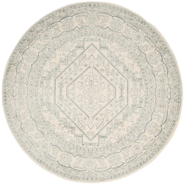 SAFAVIEH Adirondack Ivory/Slate 4 ft. x 4 ft. Round Border Area Rug