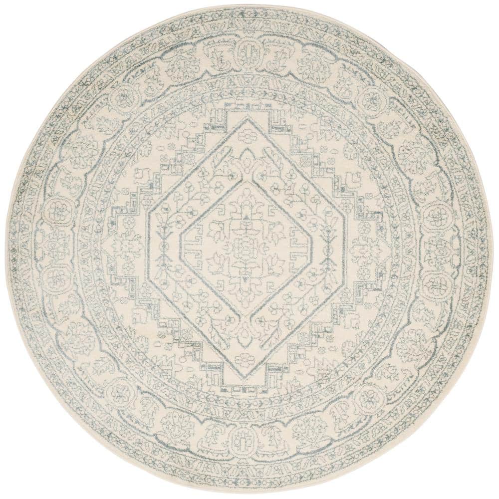 Adirondack Ivory/Slate 6 ft. x 6 ft. Round Medallion Border Area Rug price history on PriceWatchPro