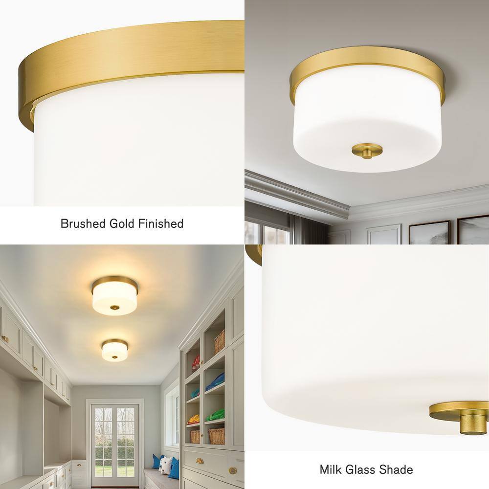 Brushed Gold and Frosted Glass Flush Mount Ceiling Light