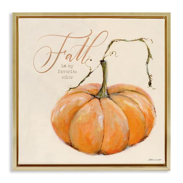 Stupell Industries Fall My Favorite Color by Stephanie Workman Marrott Gold Floater Frame Graphic Typography Art Print 18 in. x 18 in.