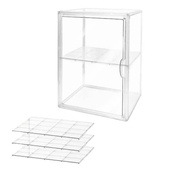 1-Piece Clear Bread Storage Container Set with Adjustable Dividers for Kitchen Countertop Organization