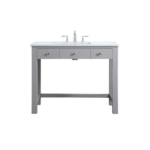 42 in. W x 21.5 in. D x 34 in. H ADA Bath Vanity in Grey with Calacatta White Engineered Marble Top