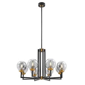 Monachopsis Small 5-Light Gold and Black Chandelier with Glass Shades