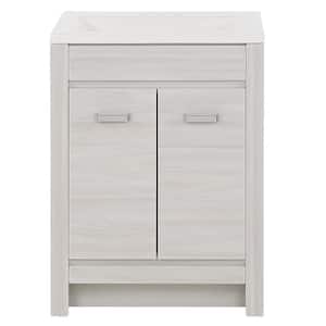 Warford 24 in. W x 19 in. D x 33 in. H Single Sink Freestanding Bath Vanity in Elm Sky with White Cultured Marble Top