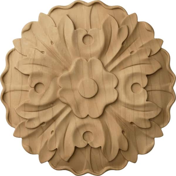 Ekena Millwork 6-7/8 in. x 1 in. x 6-7/8 in. Unfinished Wood Maple Medium Kent Floral Rosette