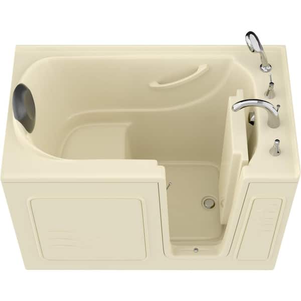 Universal Tubs Safe Premier 53 in L x 30 in W Right Drain Walk-In Non-Whirlpool Bathtub in Biscuit