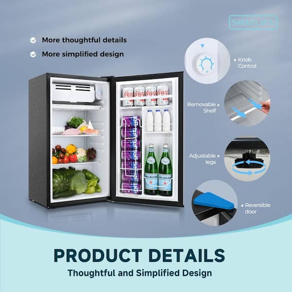 SIMZLIFE 17.5 in 3.2 cu.ft. Compact Mini Refrigerator with Freezer