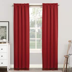 Gavin Energy Saving Red Polyester 40 in. W x 84 in. L Rod Pocket Blackout Curtain (Single Panel)