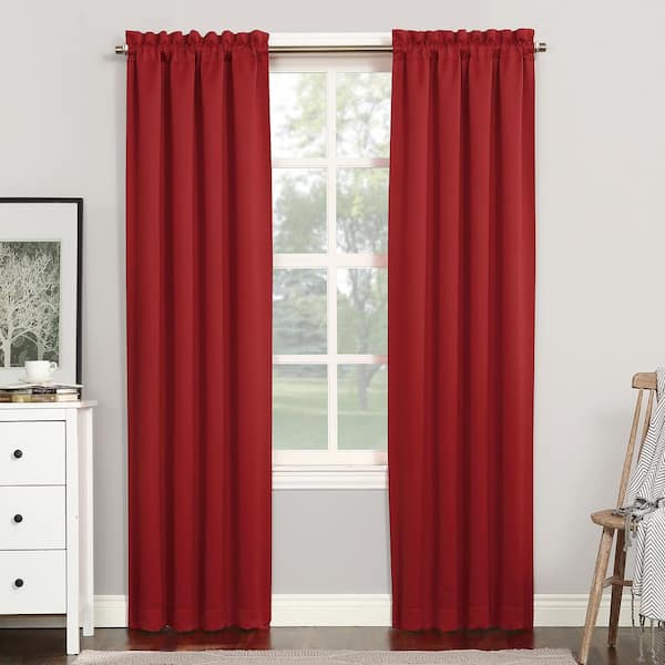 Sun Zero Gavin Energy Saving Red Polyester 40 in. W x 84 in. L Rod Pocket Blackout Curtain (Single Panel)