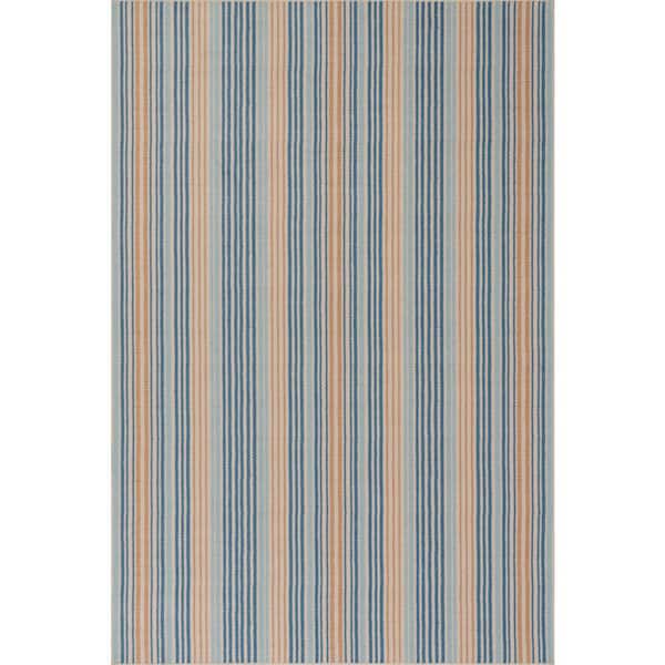 6 ft. x 9 ft. Blue Stockholm Striped Machine Washable Indoor Area Rug