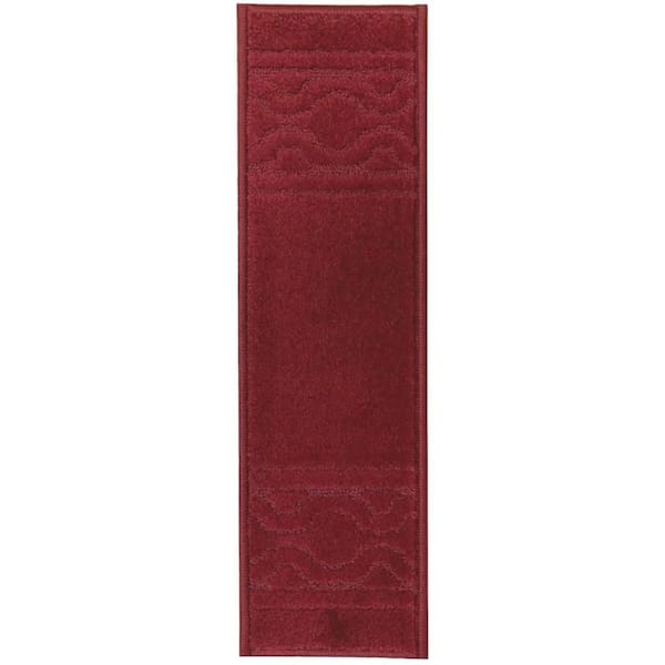 Maximus Trellis Border Red ​ 7.5 in. x 26 in. Indoor Carpet Stair Tread Cover Slip Resistant Backing (Set of 13)