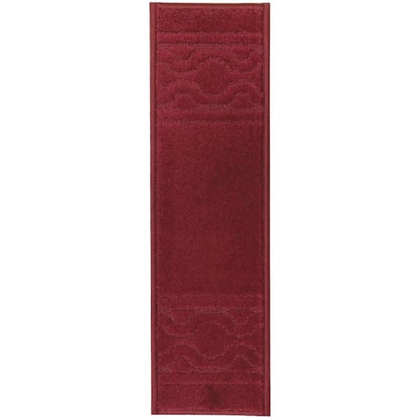 Unbranded Maximus Trellis Border Red ​ 7.5 in. x 26 in. Indoor Carpet Stair Tread Cover Slip Resistant Backing (Set of 3)