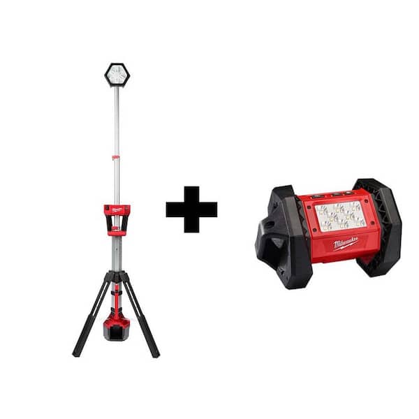 M18 18-Volt Lithium-Ion Cordless Rocket Dual Power Tower Light with M18 LED Flood Light