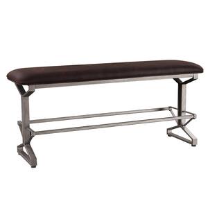Evangeline Rustic Brown Fabric and Black Finish Bench with Upholstered Seat 24 in. x 16 in. x 53 in.