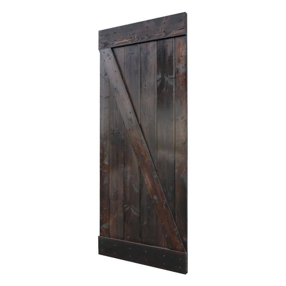 Dark Coffee Solid Pine 84'' Barn Door with Hardware Kit