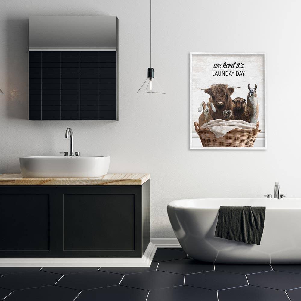 Herd It's Laundry Day Animals by Lettered and Lined White Framed Typography Giclee Art Print 30 in. x 24 in. price history on PriceWatchPro