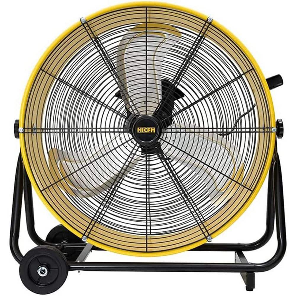 Edendirect 24 in. Industrial Metal Drive Drum Fan in Yellow with High Efficiency EC Motor, Variable Speed Control, Low Noise