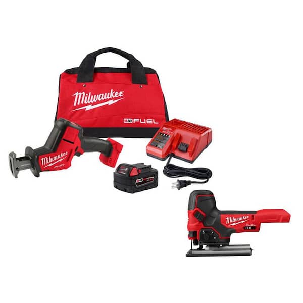 M18 FUEL 18V Lith-Ion Brushless Cordless HACKZALL Reciprocating Saw Kit W/(1) 5. 0Ah Batteries, Charger & Jig Saw