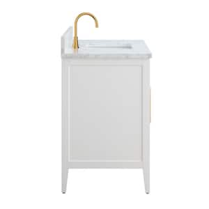 42 in. W x 22 in. D x 34 in. H Single Sink Bathroom Vanity Cabinet in White with Engineered Marble Top