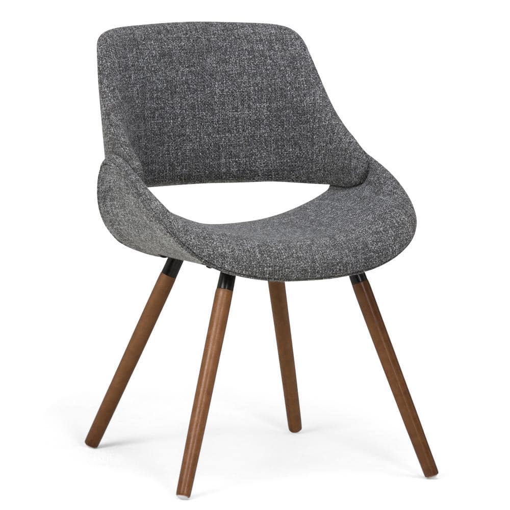 Mid-Century Modern Gray Linen Upholstered Parsons Side Chair