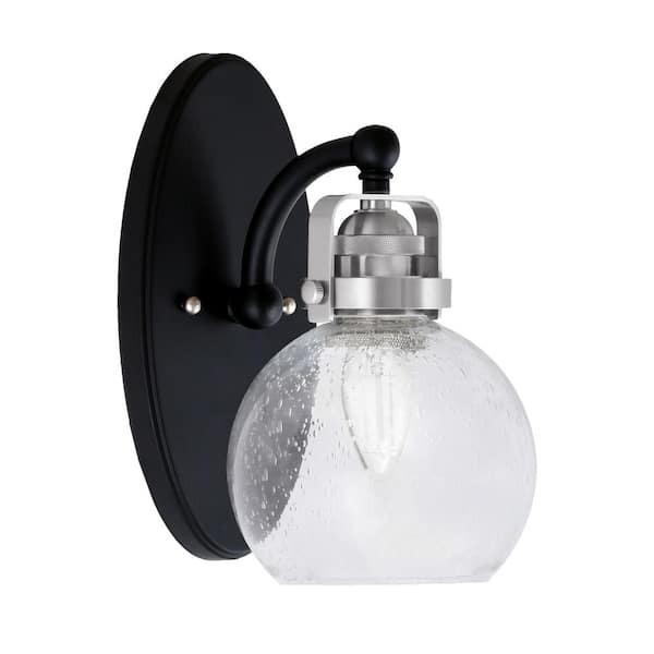 Unbranded Decatur 1-Light Matte Black and Brushed Nickel Wall Sconce