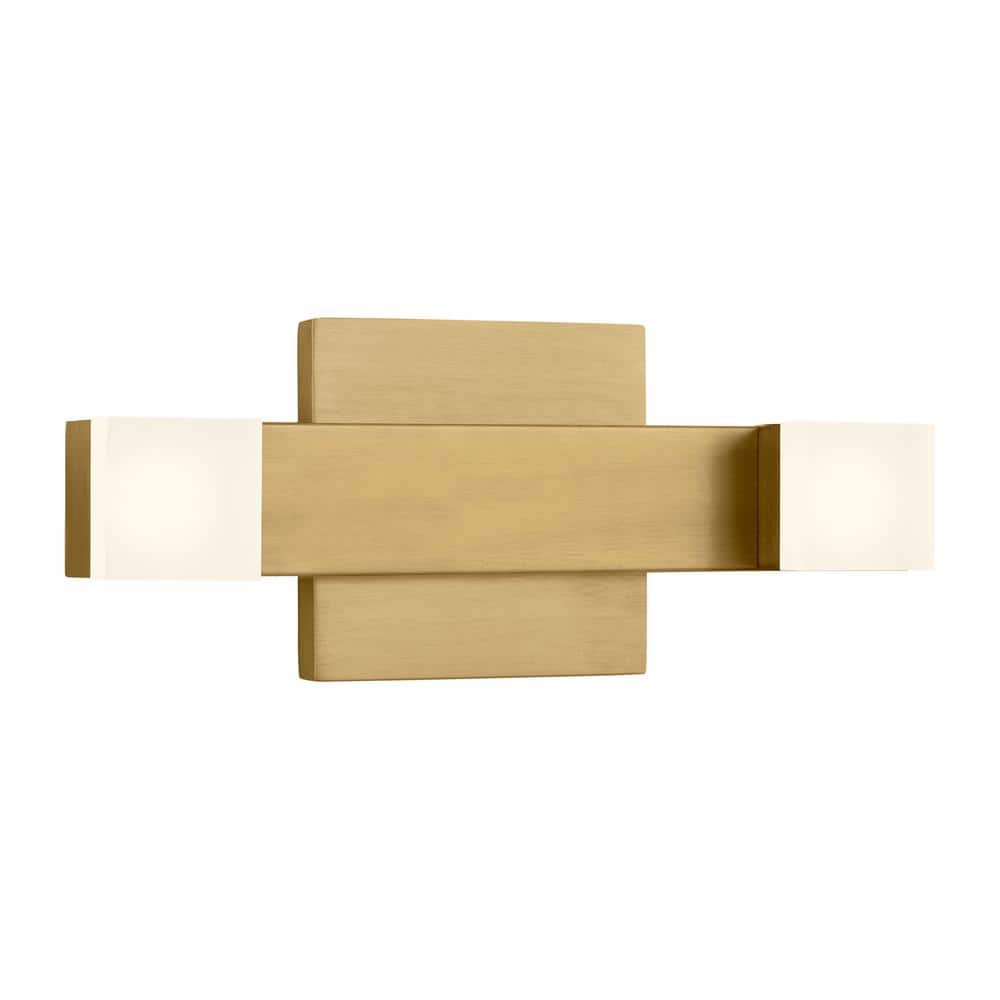 Brander 11.375 in. 2-Light Satin Brass LED Medium Vanity Light Bar with Frosted Acrylic Shades price history on PriceWatchPro