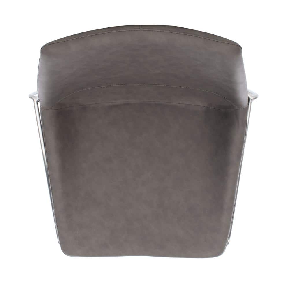 Ash Grey Faux Leather Upholstered Side Chair with Metal Legs