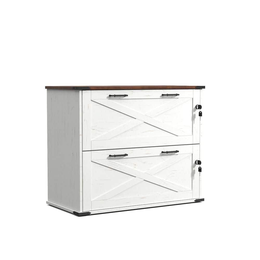 Karl home 2-Drawer White Wood 31. 5 in. W Lateral File Cabinet K1G52006584