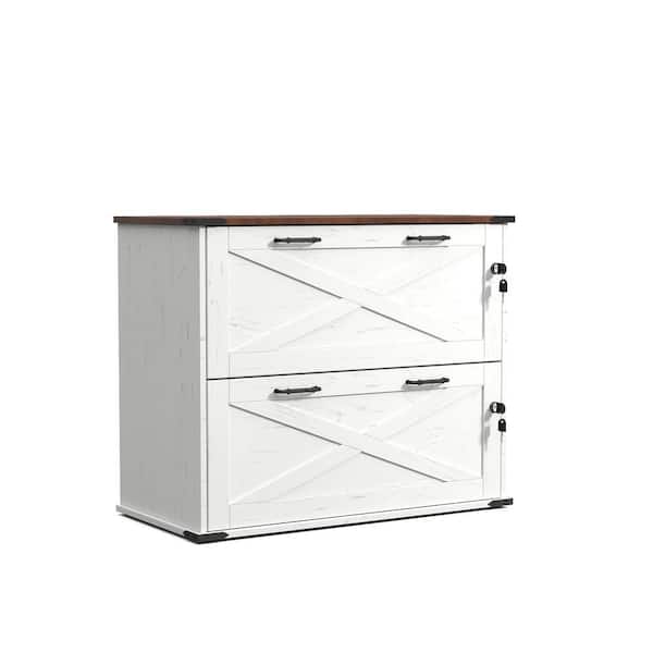 2-Drawer White Wood 31. 5 in. W Lateral File Cabinet