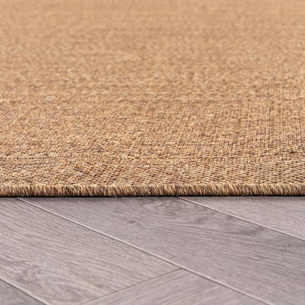 Geometric Natural/Jute Easy-Care Indoor/Outdoor Flat Woven 6 ft. 6 in. x 9 ft. Natural Area Rug