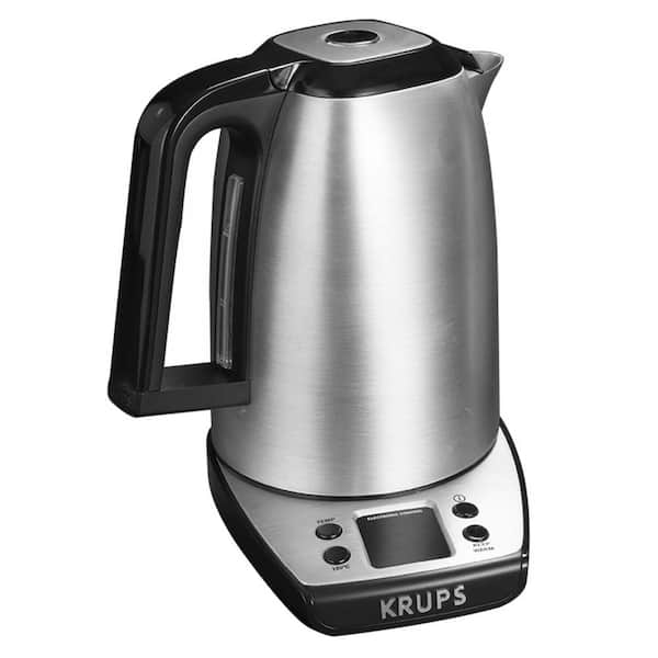 Krups Savoy 10-Cup Brushed Stainless Steel Cordless Electric Kettle with Automatic Shut-off