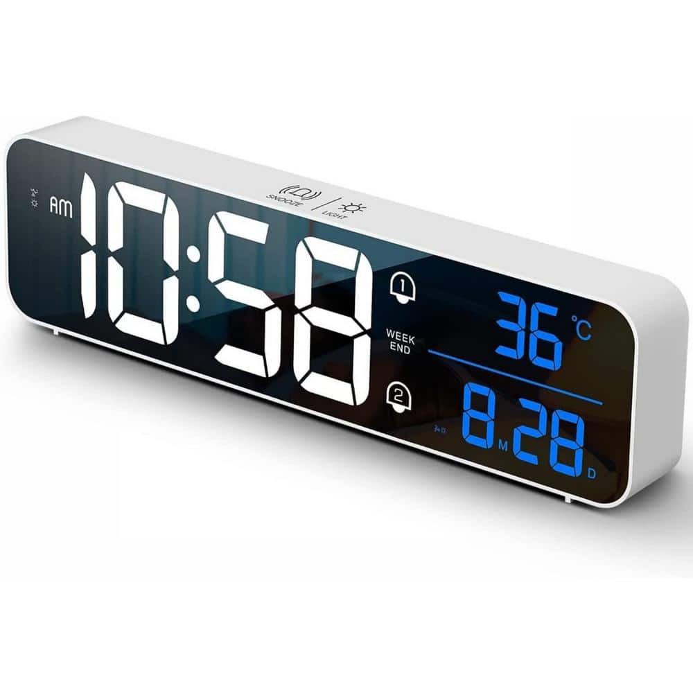 7 Inch Digital Alarm Clock Curved Dimmable Led Electronic Digital Desktop  Clock For Kids Bedroom Large Number Table Clock