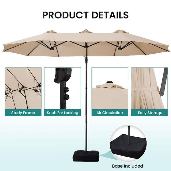 7 half patio umbrella Kahomvis 7-ft Steel Brown Crank Half-round Patio Umbrella