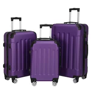 3-Piece Purple Portable Waterproof Spinner Luggage Set