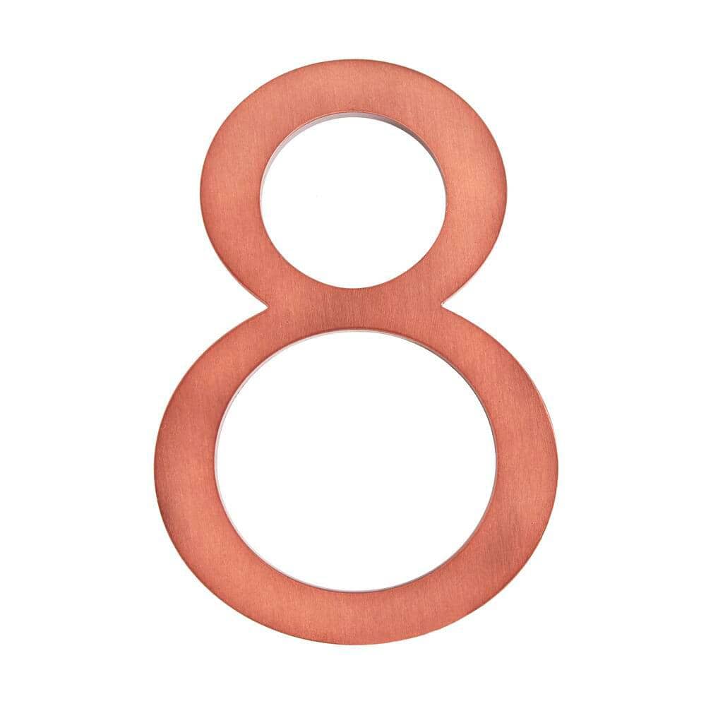 6 in. Antique Copper Aluminum Floating or Flat Modern House Number 8