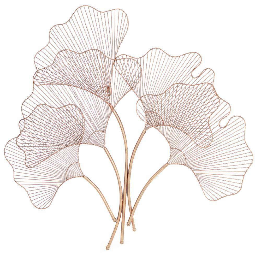 Large Copper Metal Ginkgo Leaf Wall Sculpture